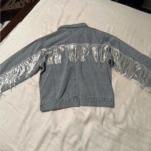 Sequin fringe denim jacket